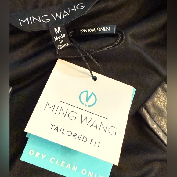 MING WANG Open Front Sequin Vegan Leather Jacket Black Size M NEW - Picture 12 of 12